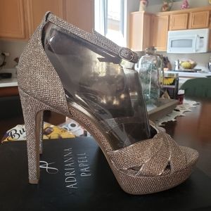Adrianna Papell gold platform heels